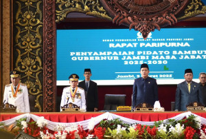 DPRD Gelar Paripurna Penyampaian Pidato Sambutan Gubernur Jambi Periode 2025-2030, PETAJAMBI.COM