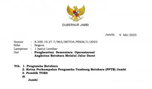 Gubernur Jambi Hentikan Operasional Angkutan Batu Bara Jalur Darat Selama Pemberangkatan Haji, PETAJAMBI.COM