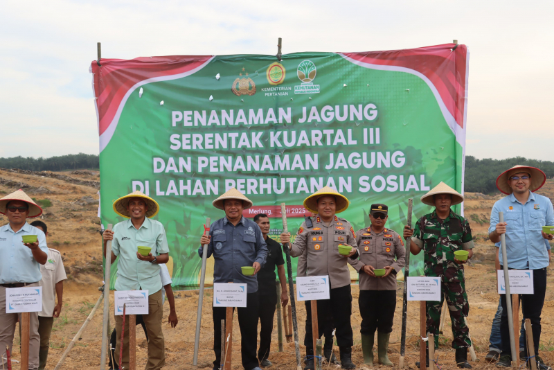 Dukung Swasembada Pangan, Kapolres Tanjab Barat Bersama Forkopimda Tanam Jagung Serentak, PETAJAMBI.COM
