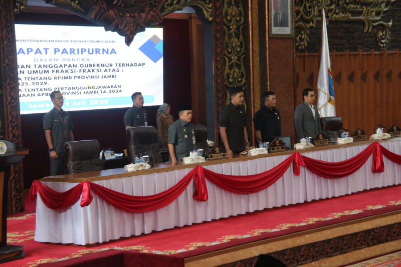 DPRD Gelar Rapat Paripurna Penyampaian Tanggapan Pemerintah Terkait Ranperda Pelaksanaan APBD 2024, PETAJAMBI.COM